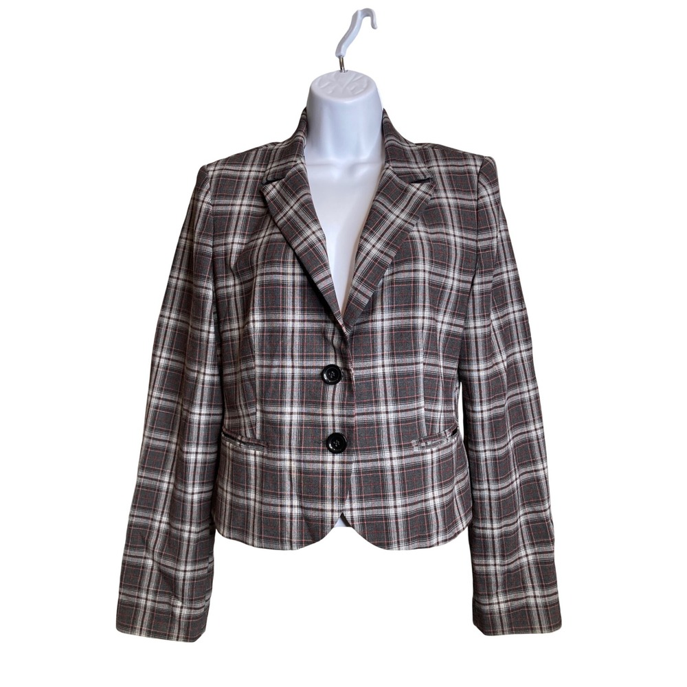 Vintage Y2K EXPRESS DESIGN STUDIO Womens Plaid Blazer Size 6‎ Academia Preppy